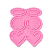 DIY Silicone Pendant Molds, Resin Casting Molds, Clay Craft Mold Tools, Heart, Hot Pink, 130x108x6mm, Inner Diameter: 50~59x25~51mm(SIMO-P005-07)