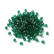 Transparent Glass Beads, Bicone, Medium Sea Green, 4x4x3.5mm, Hole: 1mm, 720pcs/bag(GGLA-Z004-05Q)