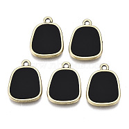 Acrylic Pendants, with Alloy Settings, Cadmium Free & Nickel Free & Lead Free, Trapezoid, Black, 19x14x1.5mm, Hole: 1.6mm(PALLOY-S125-086-NR)