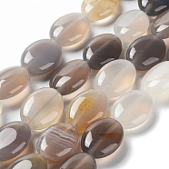 Natural Grey Agate Beads Strands, Flat Oval, 17.5~18x12.5~13x6mm, Hole: 1.2mm, about 22pcs/strand, 15.55''(39.5cm)(G-L164-A-37)