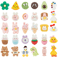30Pcs 30 Style Animal/Food/Palette Resin & Plastic Detachable Shoelace Buckles, Cartoon Style Shoe Charms, Mixed Color, 15~34x12~24.5x14.5~20mm, 1pc/style(FIND-FG0002-79)