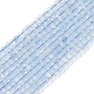 Natural Aquamarine Beads Strands, Grade A, Round, Faceted, 3mm, Hole: 0.5mm, about 128pcs/strand, 15.35''(39cm)(G-N342-31)