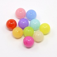 Imitation Jelly Acrylic Beads, Round, Mixed Color, 10mm, Hole: 2mm, about 938pcs/500g(JACR-R001-10mm-M)
