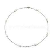 304 Stainless Steel Rectangle Link Chain Necklace, Stainless Steel Color, 17.64 inch(44.8cm)(NJEW-K249-05P)