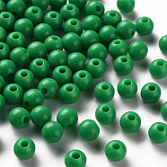 Opaque Acrylic Beads, Round, Green, 6x5mm, Hole: 1.8mm, about 4400pcs/500g(MACR-S370-C6mm-24)