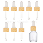 Straight Glass Eye Droppers, with Rubber Extrusion Head and Wood Grain Pattern Plastic Dust Cap, for Refillable Dropper Bottles, Yellow, Finished: 6.7x2.1cm, Capacity: 5ml(0.17fl. oz)(MRMJ-WH0075-60A-01)
