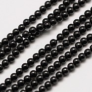 Natural Black Spinel Round Bead Strands, 3mm, Hole: 0.8mm, about 126pcs/strand, 16 inch(G-A130-3mm-32)