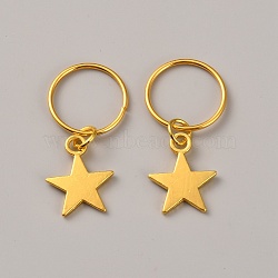 Zinc Alloy DIY Dreadlock Ring Styling Hair Braiding, Star, Golden, 31mm(OHAR-WH20005-51)