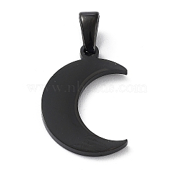 Ion Plating(IP) 304 Stainless Steel Pendants, Moon, Black, 17.5x12.5x1.5mm, Hole: 3.5x6.5mm(STAS-I136-11B)