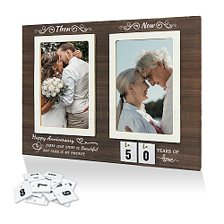 Anniversary Rectangle Wood Photo Frames, with Acrylic Windows and Hemp Rope, Heart, 220x300mm(DJEW-WH0057-003)