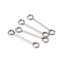 304 Stainless Steel Eye Pins, Double Sided Eye Pins, Stainless Steel Color, 16x0.6mm, Hole: 1mm(STAS-I141-01B-P)