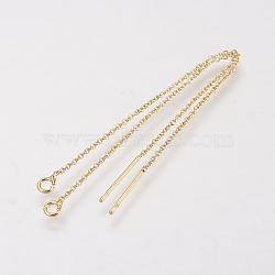 Brass Chain Stud Earring Findings, Ear Threads, Golden, 90mm, Pin: 0.5mm(X-KK-F730-05G)