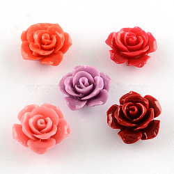 Dyed Flower Synthetical Coral Beads, Mixed Color, 15x8.5mm, Hole: 1mm(CORA-R011-30)