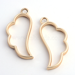 Rack Plating Alloy Wing Open Back Bezel Pendants, For DIY UV Resin, Epoxy Resin, Pressed Flower Jewelry, Hollow, Cadmium Free & Nickel Free & Lead Free, Matte Gold Color, 36x17x3.5mm, Hole: 3mm(PALLOY-S047-27C-FF)