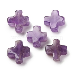 Natural Amethyst Beads, Cross, 10x10x4mm, Hole: 1.2mm(G-K369-02F)