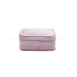 Velet Jewelry Box, Travel Portable Jewelry Case, Zipper Storage Boxes, for Rings, Earrings, Rectangle, Thistle, 8.5x4.5~4.7x3.8cm(CON-PW0001-185E)