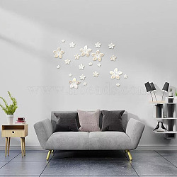 Custom Acrylic Wall Stickers, for Home Living Room Bedroom Decoration, Rectangle with Flower Pattern, Silver, 390x430mm(DIY-WH0249-026)