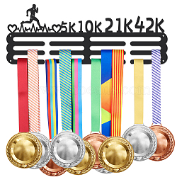 Marathon Sports Theme Iron Medal Hanger Holder Display Wall Rack, with Screws, Running Pattern, 150x400mm(ODIS-WH0021-637)