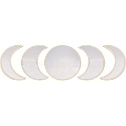 Acrylic Wooden Moon Phase Mirror, with Double Sided Adhesive Tape, Wall Ornament Bedroom Living Room Decoration, BurlyWood, Round Mirror: 265x3.5mm, Moon Mirror: 269x195x3.5mm and 269x175x3.5mm, 2pcs/side, 25pcs/sheet(DIY-WH0167-48A)