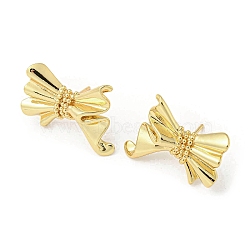 Bowknot Rack Plating Brass Stud Earrings, Long-Lasting Plated, Lead Free & Cadmium Free, Real 18K Gold Plated, 19.5x25.5mm(EJEW-F331-31G)