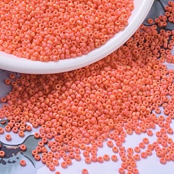 MIYUKI Round Rocailles Beads, Japanese Seed Beads, (RR406FR) Matte Opaque Orange AB, 11/0, 2x1.3mm, Hole: 0.8mm, about 1100pcs/bottle, 10g/bottle(SEED-JP0008-RR0406FR)