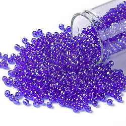 TOHO Round Seed Beads, Japanese Seed Beads, (178) Transparent AB Sapphire, 8/0, 3mm, Hole: 1mm, about 222pcs/bottle, 10g/bottle(SEED-JPTR08-0178)