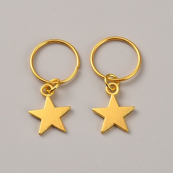 Zinc Alloy DIY Dreadlock Ring Styling Hair Braiding, Star, Golden, 31mm