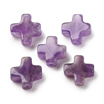 Natural Amethyst Beads, Cross, 10x10x4mm, Hole: 1.2mm