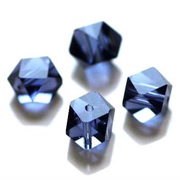 Imitation Austrian Crystal Beads, Grade AAA, Faceted, Cornerless Cube Beads, Prussian Blue, 6x5.5x5.5mm, Hole: 0.7~0.9mm