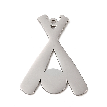 304 Stainless Steel Pendants, Baseball Bat Charm, Stainless Steel Color, 30x24x1mm, Hole: 1.5mm