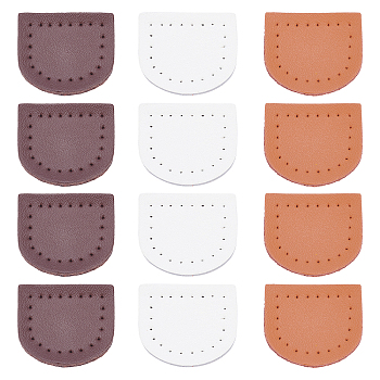 CHGCRAFT 3 Colors Genuine Leather Bag Tag, Bag replacement Accessories, Mixed Color, 30x35x2.5mm, Hole: 1.2mm, 4pcs/color, 12pcs/set