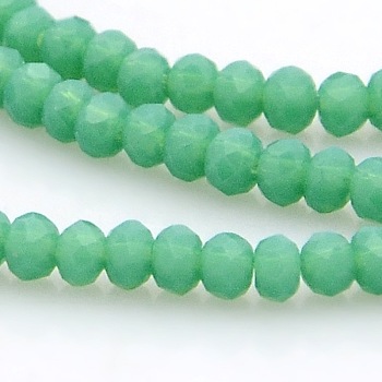 Imitation Jade Glass Faceted Rondelle Beads Strands, Medium Spring Green, 3x2mm, Hole: 1mm, about 198pcs/strand, 15.7 inch