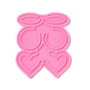 DIY Silicone Pendant Molds, Resin Casting Molds, Clay Craft Mold Tools, Heart, Hot Pink, 130x108x6mm, Inner Diameter: 50~59x25~51mm