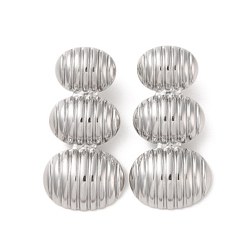 304 Stainless Steel Stud Earrings for Women, Oval, 39x19.5mm