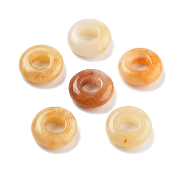 Natural Yellow Aventurine European Beads, Large Hole Rondelle Beads, 14x4~4.2mm, Hole: 6~6.2mm