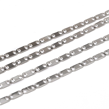 304 Stainless Steel Mariner Link Chains, Soldered, Decorative Chain, Stainless Steel Color, Links: 7x2.8x0.5mm