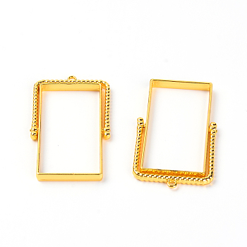 Alloy Open Back Bezel Pendants, For DIY UV Resin, Epoxy Resin, Pressed Flower Jewelry, Rectangle, Golden, 46x27x3.5mm, Hole: 1.5mm