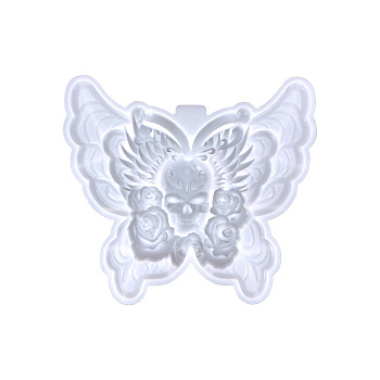 Butterfly Display Decoration DIY Silicone Molds, Resin Casting Molds, For UV Resin, Epoxy Resin Craft Making, Skull, 184x206x20mm