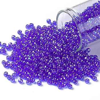 TOHO Round Seed Beads, Japanese Seed Beads, (178) Transparent AB Sapphire, 8/0, 3mm, Hole: 1mm, about 222pcs/bottle, 10g/bottle