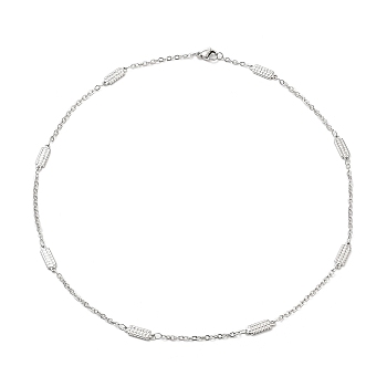 304 Stainless Steel Rectangle Link Chain Necklace, Stainless Steel Color, 17.64 inch(44.8cm)