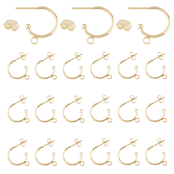 24Pcs 304 Stainless Steel Half Hoop Earrings, 24Pcs 304 Stainless Steel Ear Nuts, Mixed Color, 6~19x4.5~16x3mm, Hole: 0.8~1mm, Pin: 0.8mm
