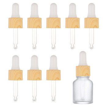 Straight Glass Eye Droppers, with Rubber Extrusion Head and Wood Grain Pattern Plastic Dust Cap, for Refillable Dropper Bottles, Yellow, Finished: 6.7x2.1cm, Capacity: 5ml(0.17fl. oz)