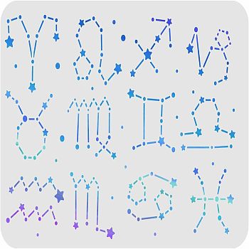 Large Plastic Reusable Drawing Painting Stencils Templates, for Painting on Scrapbook Fabric Tiles Floor Furniture Wood, Rectangle, Constellation Pattern, 297x210mm