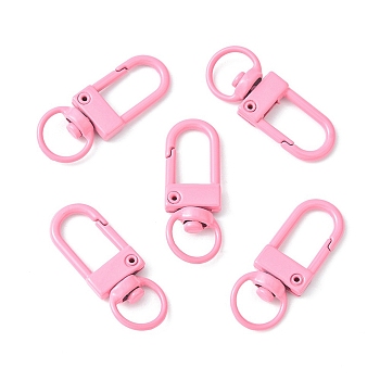 Spray Painted Eco-Friendly Alloy Swivel Snap Hooks Clasps, Hot Pink, 33.5x12.5x5mm, Hole: 5x9mm