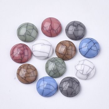 Resin Cabochons, Imitation Turquoise, Dome/Half Round, Mixed Color, 10x4mm