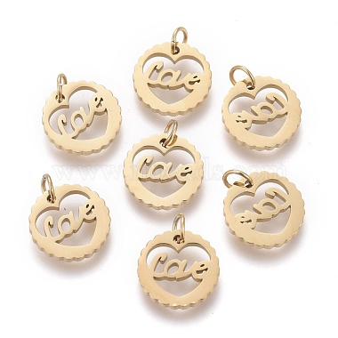 Valentine's Day Ion Plating(IP) 304 Stainless Steel Charms(STAS-H100-21G)-2