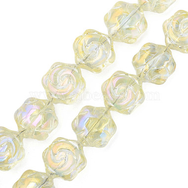 Champagne Yellow Flower Glass Beads