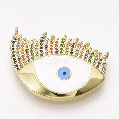 Golden White Eye Brass+Cubic Zirconia+Enamel Pendants