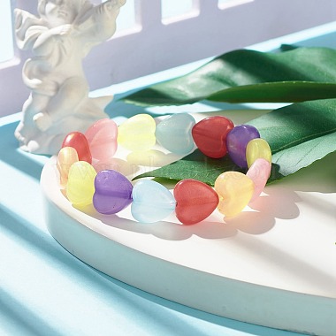 Candy Color Heart Beaded Stretch Bracelet for Women(BJEW-JB07631)-2