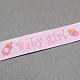 Baby Shower Ornaments Decorations Word Baby Girl Printed Polyester Grosgrain Ribbons(OCOR-S023-04)-1